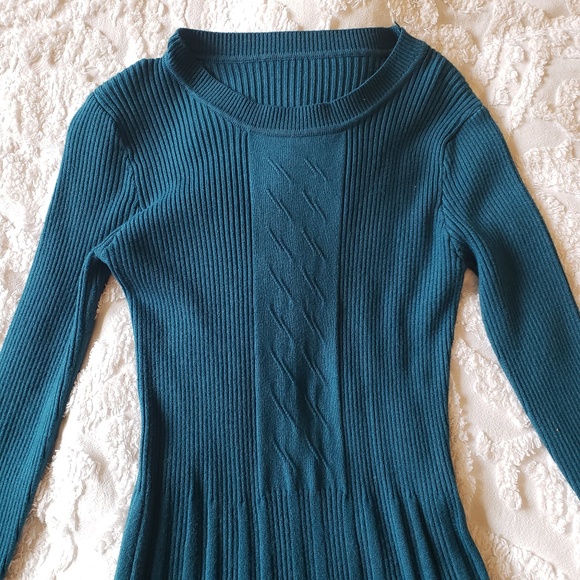 Teal Blue Sweater Dress - Picture 4 of 5